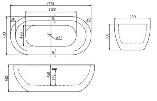 Акриловая ванна ABBER AB9241 172x79 см